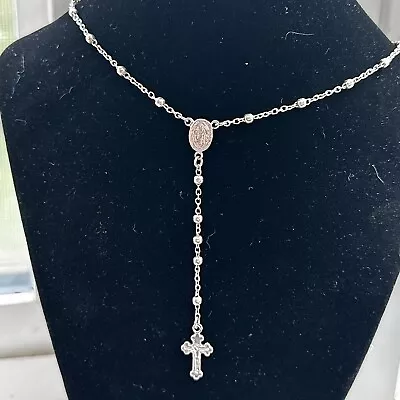 Vintage Sterling Silver Italy Catholic Metal Beaded Rosary Crucifix Cross • $24.99