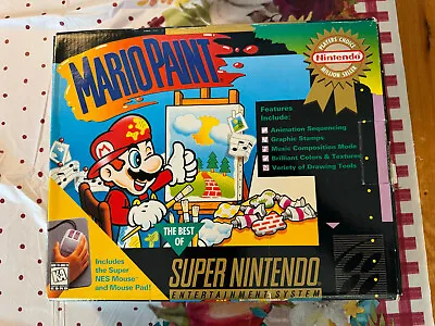 Vintage 1996 SNES Super Nintendo Game System MARIO PAINT Set ** BOX ONLY** • $19.99