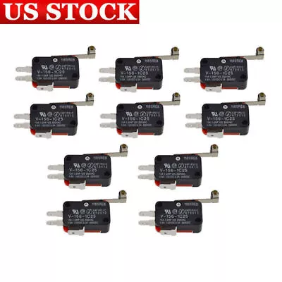 10xUS V-156-1C25 Micro Limit Switch Long Hinge Roller Momentary SPDT Snap Actino • $7.40