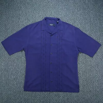 Nat Nast Shirt Mens Large Purple Silk Bowling Short Sleeve Button Up * • $35.80