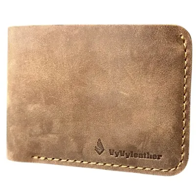 Handmade Genuine Leather Wallet Men’s Vintage Leather Bifold Center Clap • $19.72