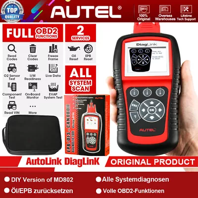 Autel DiagLink As MD802 OBD2 Car Diagnostic Scanner ABS SRS EPB Oil Reset  TPMS • £94.99
