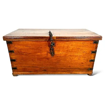 Antique 19th Century Camphorwood And Iron Banded Chest • £236