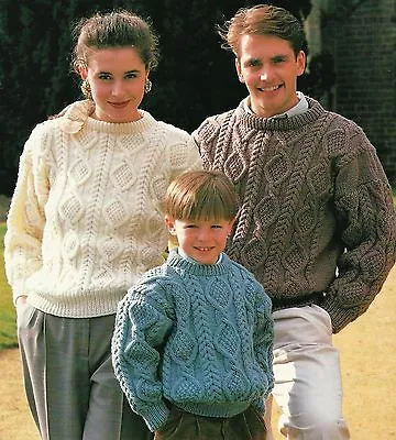  #235 Man's Ladies Childrens Aran Cable Sweater 26-44  Vintage Knitting Pattern • £3.49