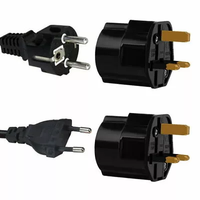 £6.99 • Buy  2 Pin To UK 3 Pin Plug Adaptor Travel Mains Adapter European Euro EU Schuko