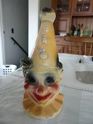 $55 • Buy Vintage Chalkware Clown – Chalk Carnival Prize – 11 1/2” Tall 1959