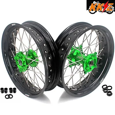 $659 • Buy KKE 3.5/4.25 Supermoto Wheels Rim Set Fit Kawasaki KX250F KX450F 2006-2021 Green