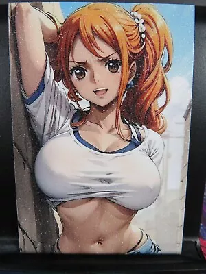 Nami One Piece OP Art Card Glitter Anime Sexy Waifu CCG Collectible NM • $11.99