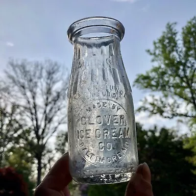 7 Oz Milk Bottle Milco Made By Clover Ice Cream Co Baltimore MD Maryland Emb • $16.24