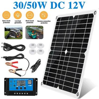 £8.67 • Buy Portable 12V 30-50W Car Van Boat Caravan Camper Solar Panel Battery Charger Kit