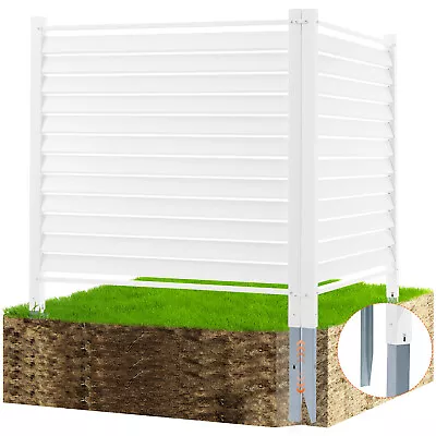 VEVOR 48  W X 48  H Vinyl Privacy Fence Panels Air Conditioner Fence Louvered • $134.99