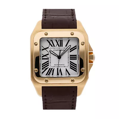 Cartier Santos 100 Large Automatic Yellow Gold Mens Strap Watch W20071Y1 • $13450