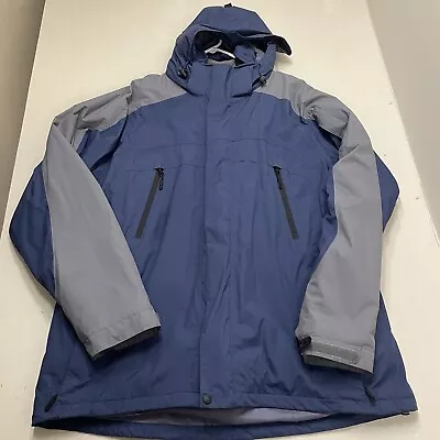 Cabela's Men's Rain Coat Hooded Blue Cargo Pockets Dry Plus Waterproof Sz XL 3-1 • $75