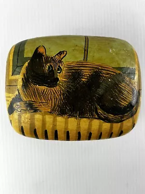 Vintage Lacquered Paper Mache Trinket Box Torti Cat India • $11.50