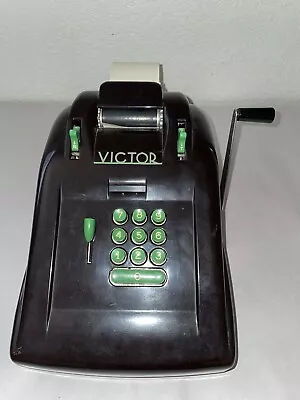 VTG 1940's Victor Black Bakelite W/ Green Keys Adding Machine W/Cover NEEDS INK • $99.99