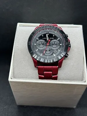 Michael Kors Runway Matte Red-Coated Stainless Steel Chronograph Bracelet Watch • $119.99