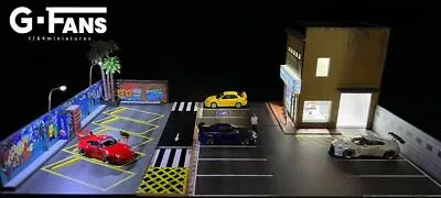 Diorama 1/64 Car Garage Model Led Lighting City Parking Lot Scene Display Model • $33.99