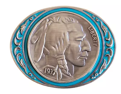 High Quality Silver Finish Native American Western Belt Buckle Turquoise • $19.95