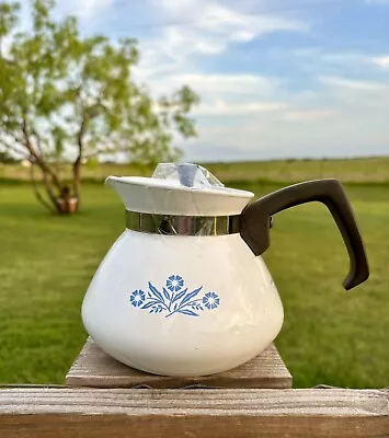 Vintage Corning Ware Tea Pot 6 Cup P-104 Blue Cornflower W/ Lid • $32