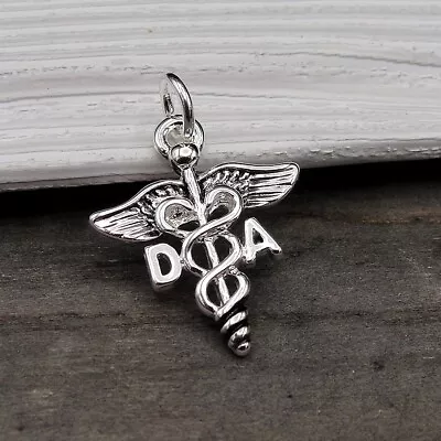 Silver DA Caduceus Charm - Dental Assistant Charm - Dental Assistant Gift • $10.95