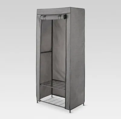 2 Tier Wardrobe Metal Frame With 2 Shelves And Breathable Cover - Threshold • £29.64