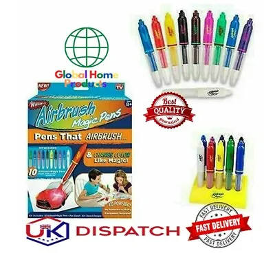 £9.49 • Buy 10 X New Airbrush Blow Pen Magic Colour Changing Pens For Kids Marker Gift