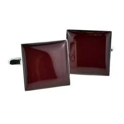 £5.99 • Buy Plain Burgundy Square Cufflinks Presented In A Cufflink Box X2BOCW007PLAIN