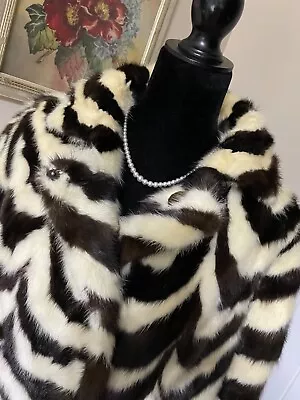 Vintage Genuine Black & White Mink Fur Coat Jacket Stroller • $395