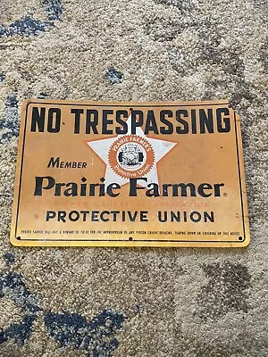 Vintage Prairie Farmer No Trespassing Protective Union Sign • $7