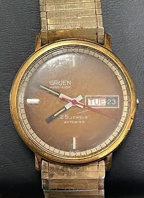 Men's 1970's Gruen 790 CD Precision Auto Watch 25 Jewels Omega Band NR • $27