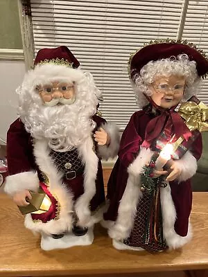 Vintage Christmas 26” Mr & Mrs Santa Claus Holiday Creations W/ Lighted Candle • $99.99