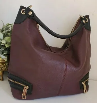 £45 • Buy Autograph By M&S Leather Hobo Tote Shoulder Bag Aubergine/Black Large