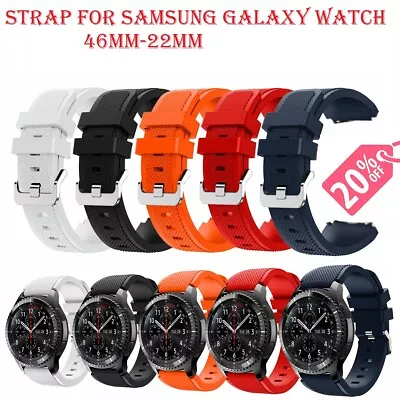 For Samsung Galaxy Watch Strap 46mm Silicone Fitness Replacement Wrist Band 22mm • £2.64