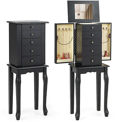 Topbuy Jewelry Cabinet Armoire Storage Box Chest Standing Organizer W/ Mirror • $74.99