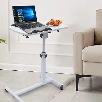 Home Office Portable Laptop Desk Rolling Table Computer Mobile Stand Adjustable • £48.72