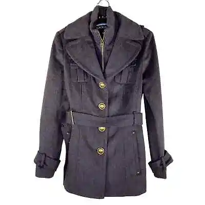 Miss Sixty Brown Wool Pea Coat Belted Jacket Size Medium  • $50