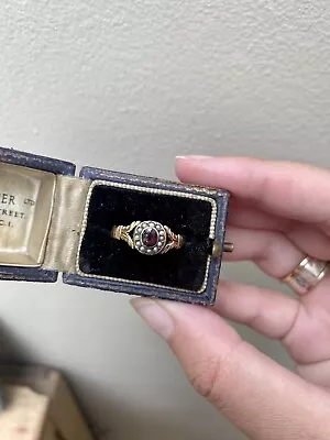 £150 • Buy Antique Georgian 9ct Garnet & Pearl Ring
