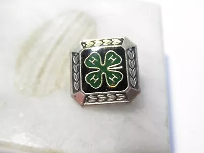 Sterling And Enamel Four Leaf Clover 4-h Club Brooch Pin Tiny Signed Hallmarked • $15