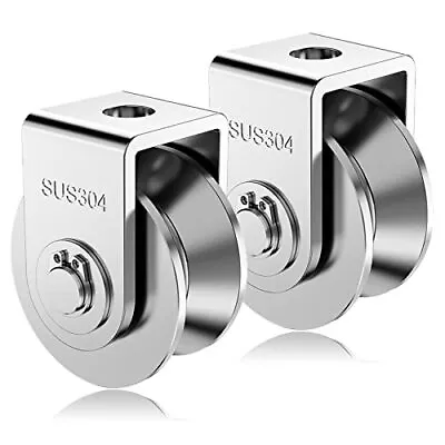 $24.57 • Buy 2 Pack 2 Inch Stainless Steel V Groove Pulley Wheel Heavy Duty Caster Wheel T...