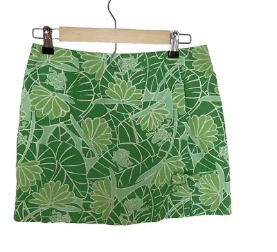 Lily Pulitzer Vintage Mini Skirt Green Frogs On Lily Pad Size 2 Cotton Lined • $39.75