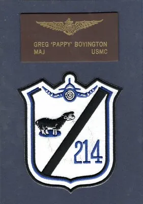 VMF-214 BLACKSHEEP + PAPPY BOYINGTON Name Tag USMC WW2 Squadron Patch Set • $19.99