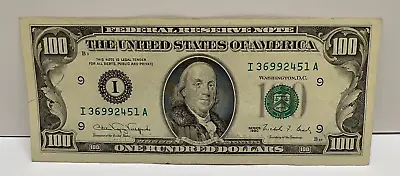 Series 1990 US One Hundred Dollar Bill $100 Minneapolis ~ I 36992451 A • $134.66