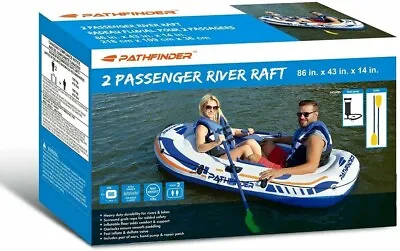 2 Person Inflatable Raft Boat With Oars Pathfinder WM134115 Boat Canoe Kayak • $75.99