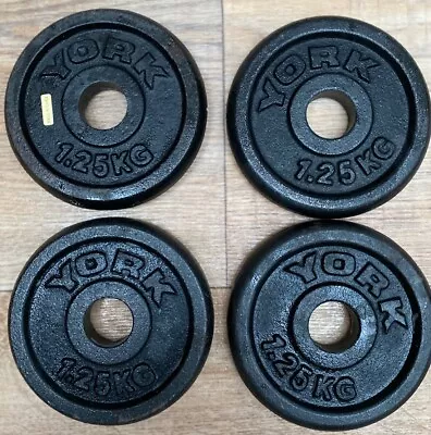 York Weight Plates Cast Iron 1.25kg X 4 For 1  Inch Barbell. • £18.95