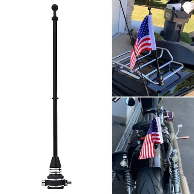 15  Motorcycle Bike Flag Pole Luggage Rack Mount Fit For Harley Universal Black • $14.99