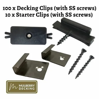 £19.99 • Buy Composite Decking Clips Hidden Fastener T Fixings | Starter Clips | SS Screws 