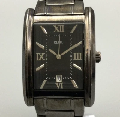 $25.49 • Buy Relic Allen Watch Men Gunmetal Tank Stainless Date 50M New Battery 7 