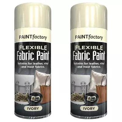 2X Ivory Flexible Fabric Spray Paint Leather Vinyl Clothes Fast Drying 200ml • £7.99