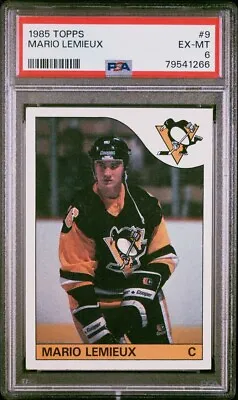 1985-86 Topps - #9 Mario Lemieux (RC) PSA 6 GRADED EX-MINT BEAUTIFUL CARD • $128.50