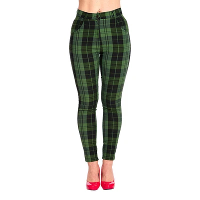 £27.31 • Buy Banned Tartan Power Plaid Check Retro Rockabilly Punk Alternative Green Trousers